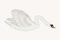 Vintage swan sticker, bird animal illustration vector