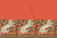 Glued paper background, vintage horse pattern border, Maurice Pillard Verneuil artwork remixed by rawpixel