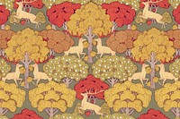 Maurice's forest pattern background, wild animal, famous artwork remixed by rawpixel