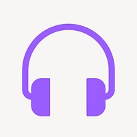 Headphones, music icon, purple flat design vector