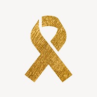 Ribbon gold icon, glittery design  psd