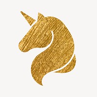 Unicorn gold icon, glittery design  psd