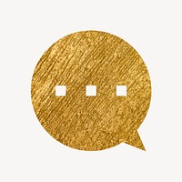 Speech bubble gold icon, glittery design