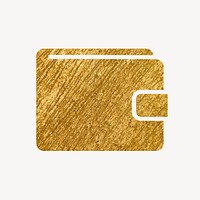 Wallet payment gold icon, glittery design  psd