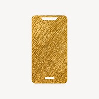Mobile phone gold icon, glittery design  psd