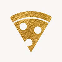 Pizza gold icon, glittery design  psd