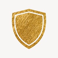 Shield, protection gold icon, glittery design  psd