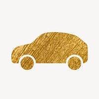 EV car gold icon, glittery design