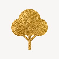 Tree, environment gold icon, glittery design  psd