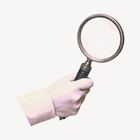 Hand holding magnifying glass, HR remix