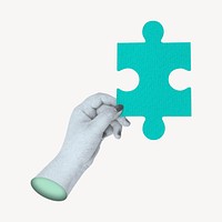 Hand holding jigsaw, business solution remix psd