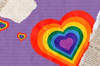 Colorful background, rainbow heart design psd