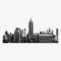 New York collage element, black & white textured design