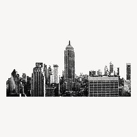 New York collage element, black & white textured design vector