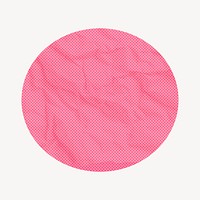 Round badge collage element, pink paper texture design psd