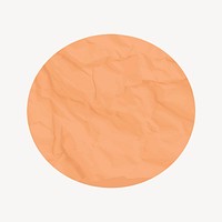 Round badge collage element, orange paper texture design vector