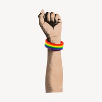 Rainbow wristband collage element, pride design psd