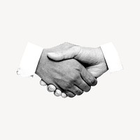 Handshake collage element, business design vector