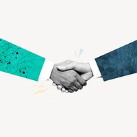 Business handshake collage element, texture design psd