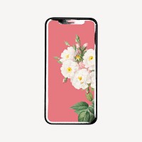 Floral phone screen collage element vector