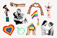 Gay pride sticker, rainbow elements set vector