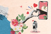 Online dating background, retro collage design