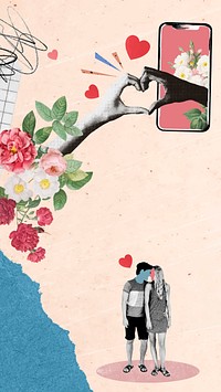 Love mobile wallpaper background, floral design vector