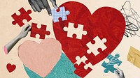 Heart puzzle desktop wallpaper background, mental health design vector