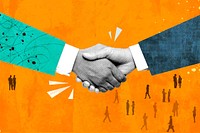 Business handshake background, orange design vector