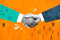 Business handshake background, orange design