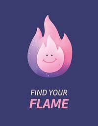 Find your flame flyer template, cute 3D illustration vector