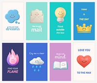 Cute self-love Instagram story template, 3D illustration set psd