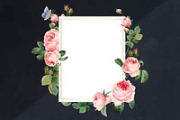 Floral rectangular frame on a black concrete wall vector