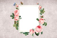 Floral rectangular frame on a gray concrete wall vector