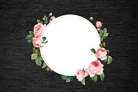 Floral round frame on a wooden background vector