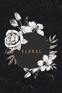 Floral frame on black background illustration