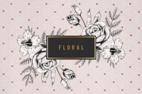 Floral frame on brown grid background illustration