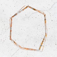 Heptagon frame on white marble textured background vector