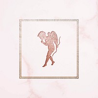 Vintage pink shiny cupid on a marble texture vector