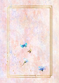 Rectangle gold frame on pink oil paint surfaced background illustration