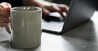 Coffee mug mockup website banner template