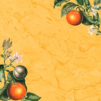Tropical oranges on a yellow marble texture vector