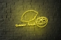 Summer fresh yellow neon sign with lemons