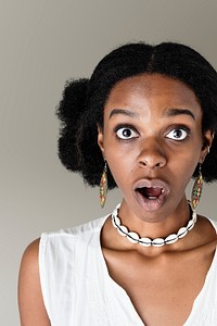 Black woman with a shocking facial expression 