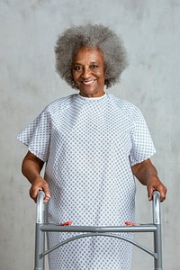 Black woman with a zimmer frame 