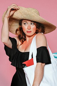 Beautiful woman using a tote bag