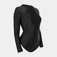 Woman's long sleeved wetsuit mockup in black