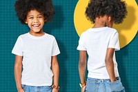 Boy&#39;s white t-shirt and jeans in studio