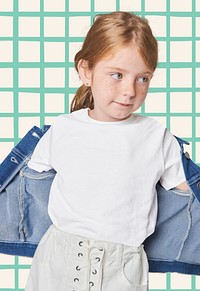 Girl's white tee and denim jacket