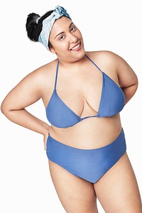 Size inclusive fashion mockup blue bikini apparel